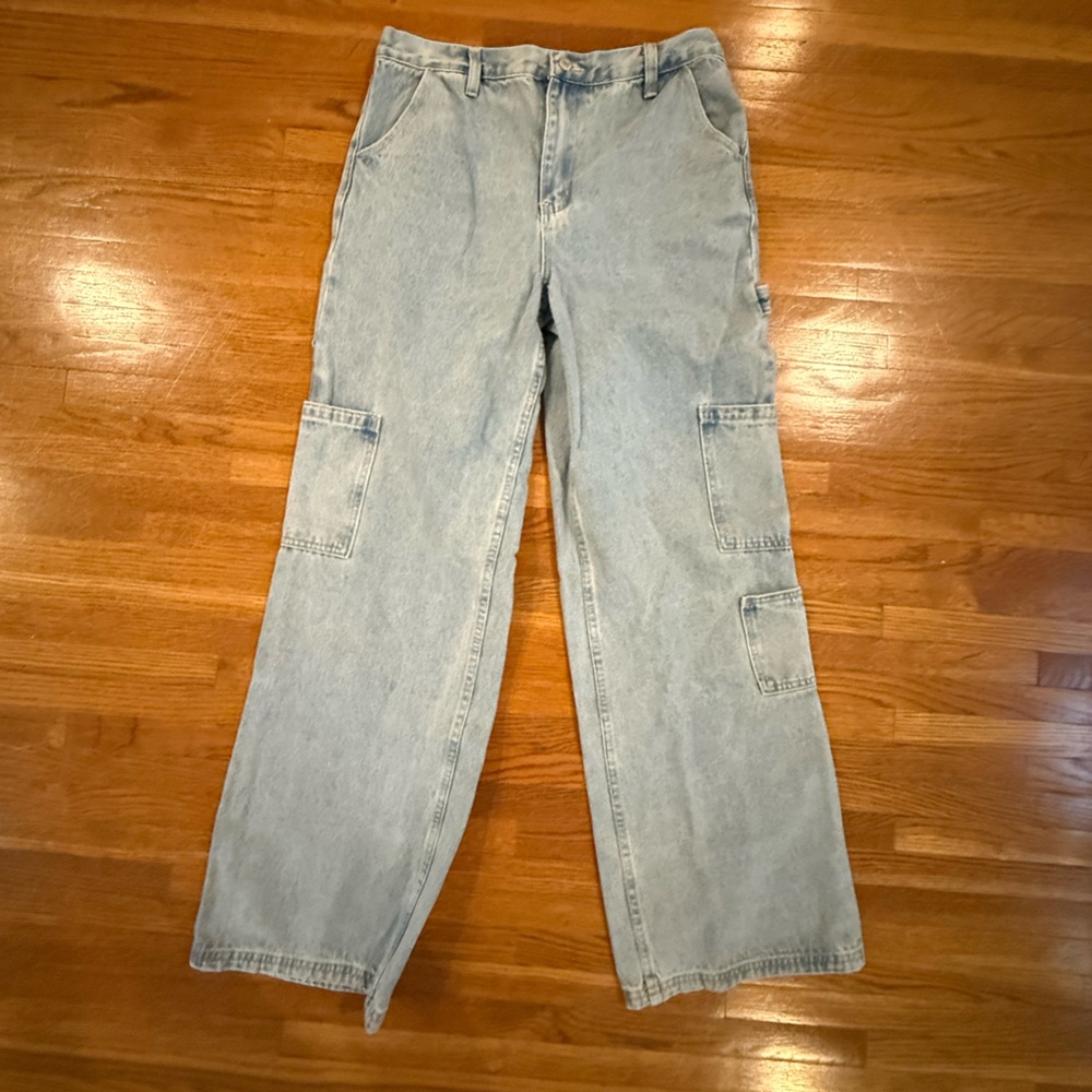 Cargo style wide leg jeans